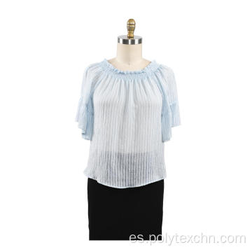 Blusa casual de verano con cuello redondo para mujer